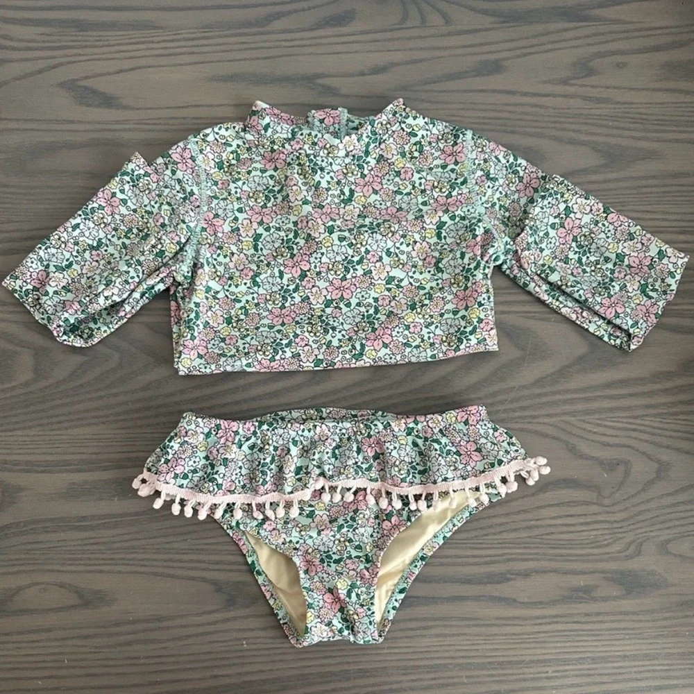 SHADE CRITTERS GIRLS FLORAL TWO PEICE RASHGUARD